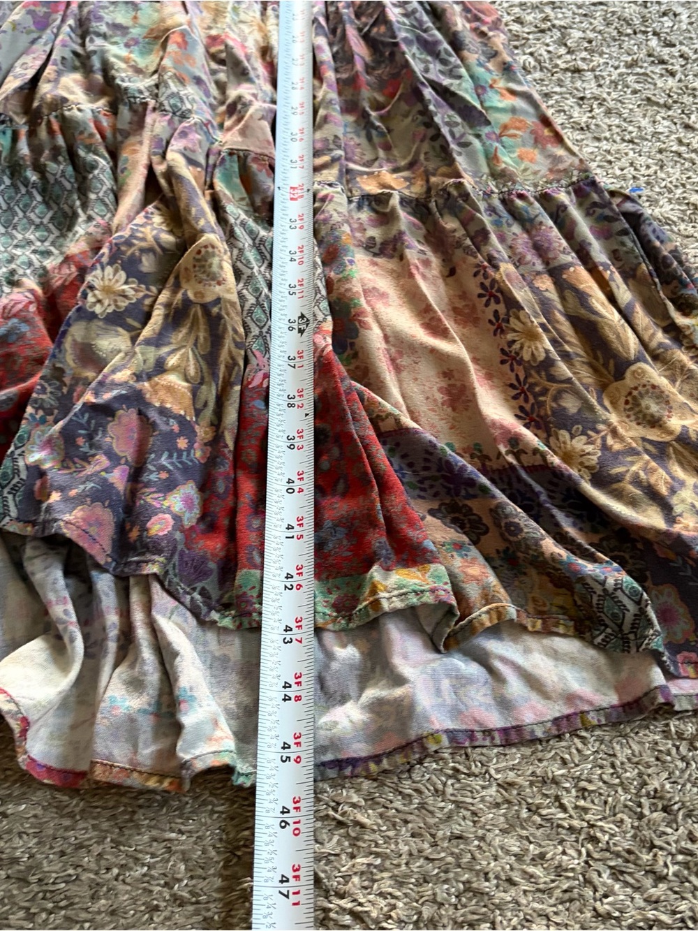 Natural Life Rebecca Midi Dress Patchwork L Floral Rayon Tiered Boho Cottagecore - Picture 4 of 8
